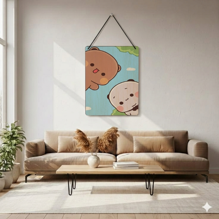 Curious Bear & Panda Peeking Wall Hanging | Aesthetic Kawaii Room Decor
