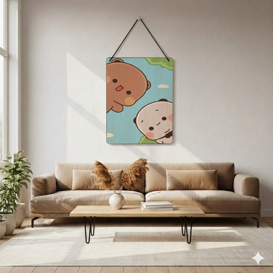 Curious Bear & Panda Peeking Wall Hanging | Aesthetic Kawaii Room Decor