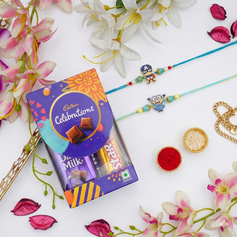 Kids Cartoon Rakhi Set of 2 | Minion & Superhero Designer Rakhi for Brother