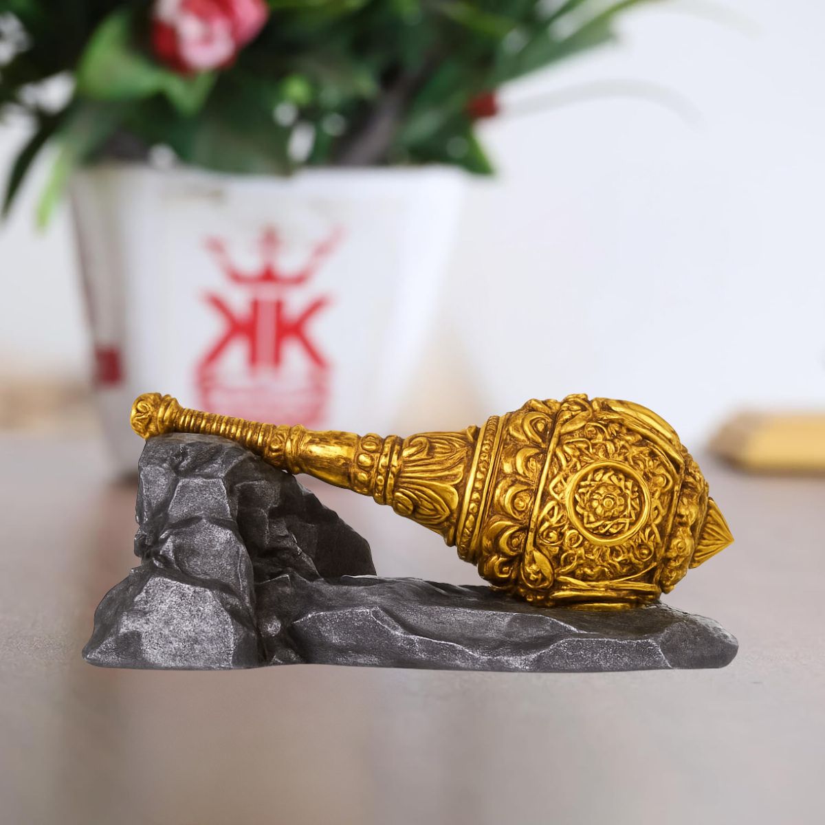 Tiny Shiny Hanuman Ji Gada Bajrang Bali Resin Idol – Decorative Statue for Pooja Room, Home, Office & Living Room | Spiritual Blessing Figurine | Table & Interior Decor Gift - image 4