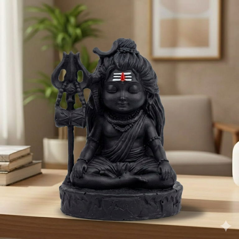Meditating Little Shiva (Adiyogi) Miniature Idol - Cute Mahadev Figurine for Car Dashboard & Home Decor