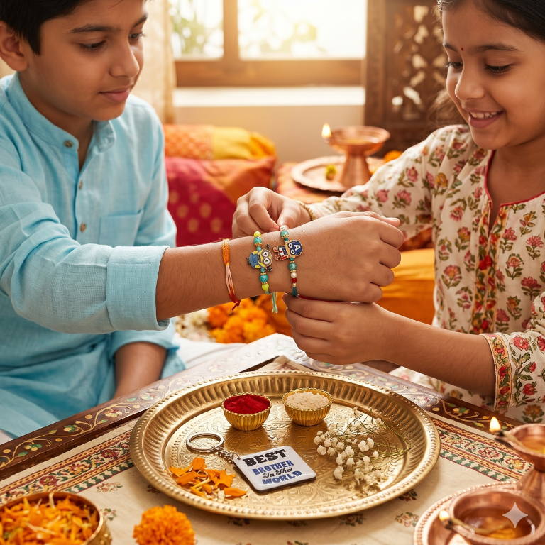 Kids Cartoon Rakhi Set of 2 | Minion & Superhero Designer Rakhi for Brother