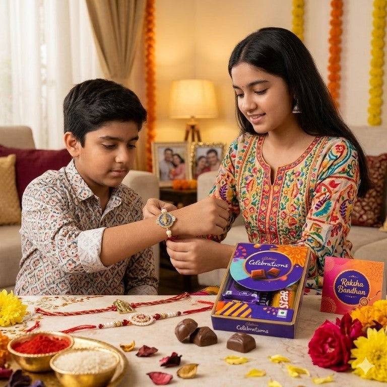 Set of 4 Premium Divine Rakhi Set for Brother, Bhai, Multicolor