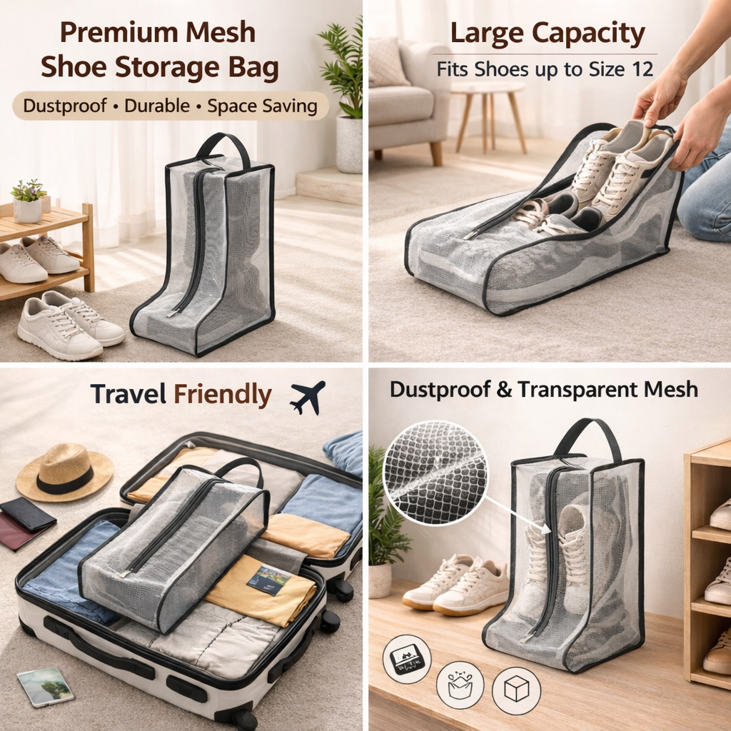 Tiny Shiny Waterproof Shoe Storage Bag for Long  and Short Boots — Dustproof Travel Boot Organizer