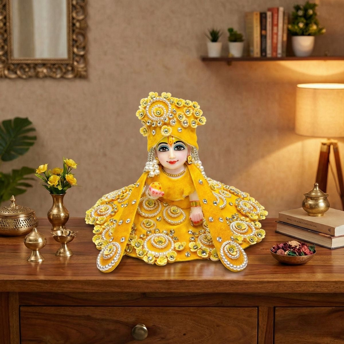 Tiny Shiny Laddu Gopal Poshak Thakur Ji Dress Heavy Designer Dress for Kanha Ji Fancy Dress for Bal Krishna Janmaasthmi Special for Ladoo Gopal Ji (Size- 1 to 6)