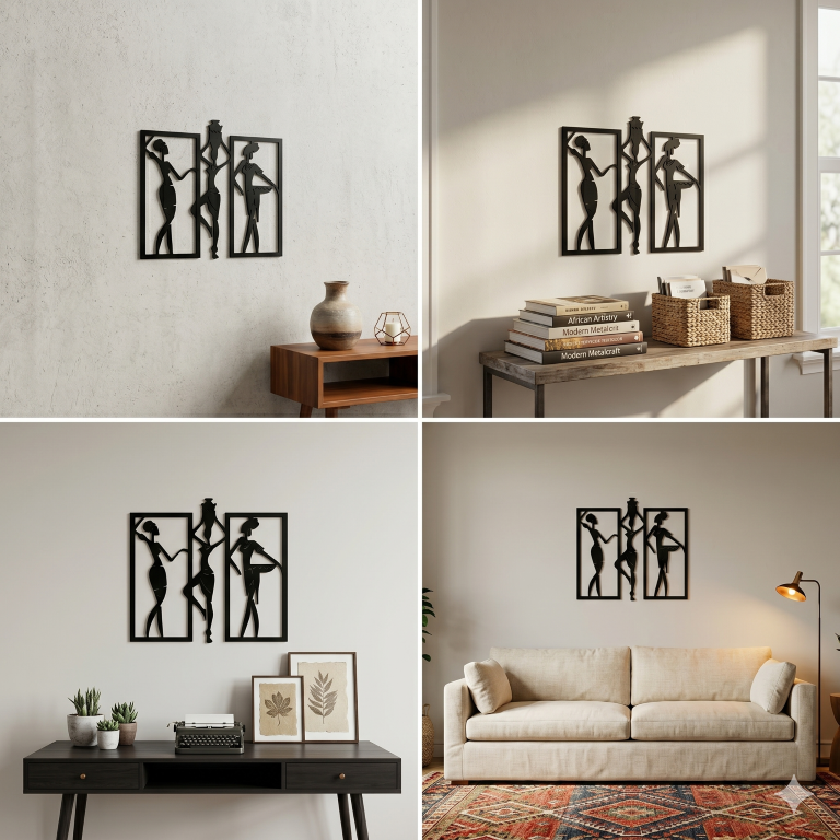 Tribal African Women MDF Wall Decor | 3D Wall Art For Bedroom & Living Room | Woman Decorative Showpiece