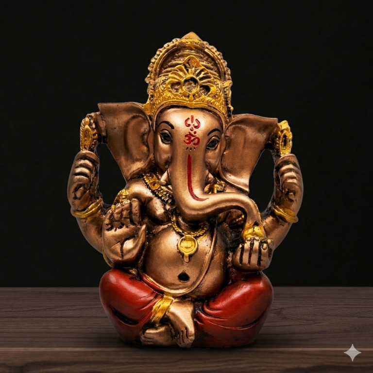 Divine Lord Ganesha Idol - Antique Bronze & Gold Finish (11.5 cm) | Home Decor & Gift Murti