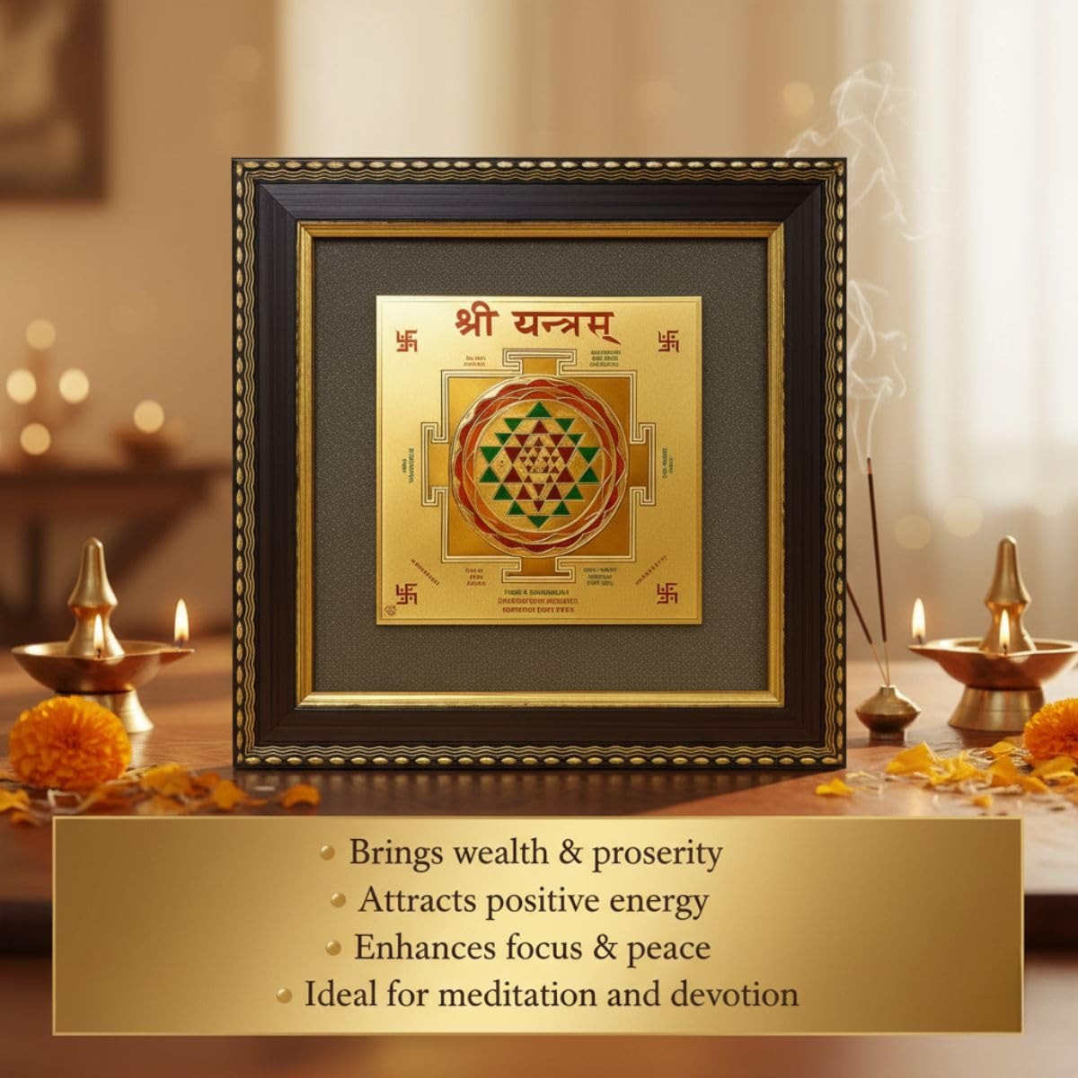 Energized Shree Yantra in Pyrite Frame