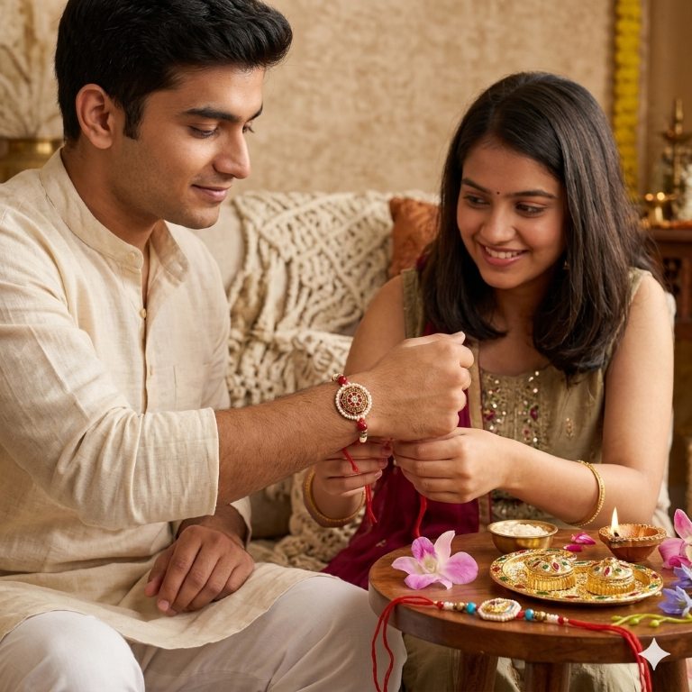 Set of 2 Ganesha Designer Rakhi Set for Brother, Bhai, Multicolor