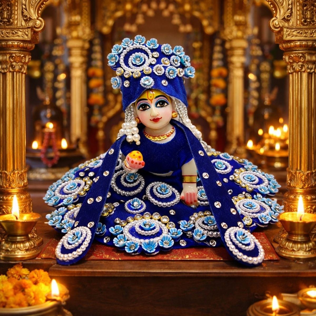 Tiny Shiny Laddu Gopal Poshak Thakur Ji Dress Heavy Designer Dress for Kanha Ji Fancy Dress for Bal Krishna Janmaasthmi Special for Ladoo Gopal Ji (Size- 1 to 6)