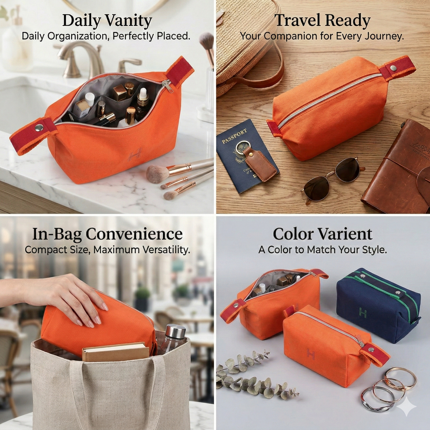 Tiny Shiny Hanging Travel Makeup Bag — Portable  Cosmetic Organizer Toiletry Bag for Men and Women