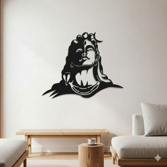 tiny shiny Lord Shiva Wooden Wall Decor Panel | Mahadev MDF Wall Hanging for Living Room, Bedroom & Office