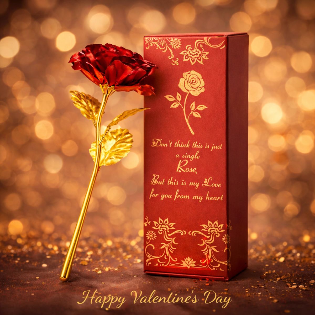 Gold Foil Red Rose with Premium Gift Box