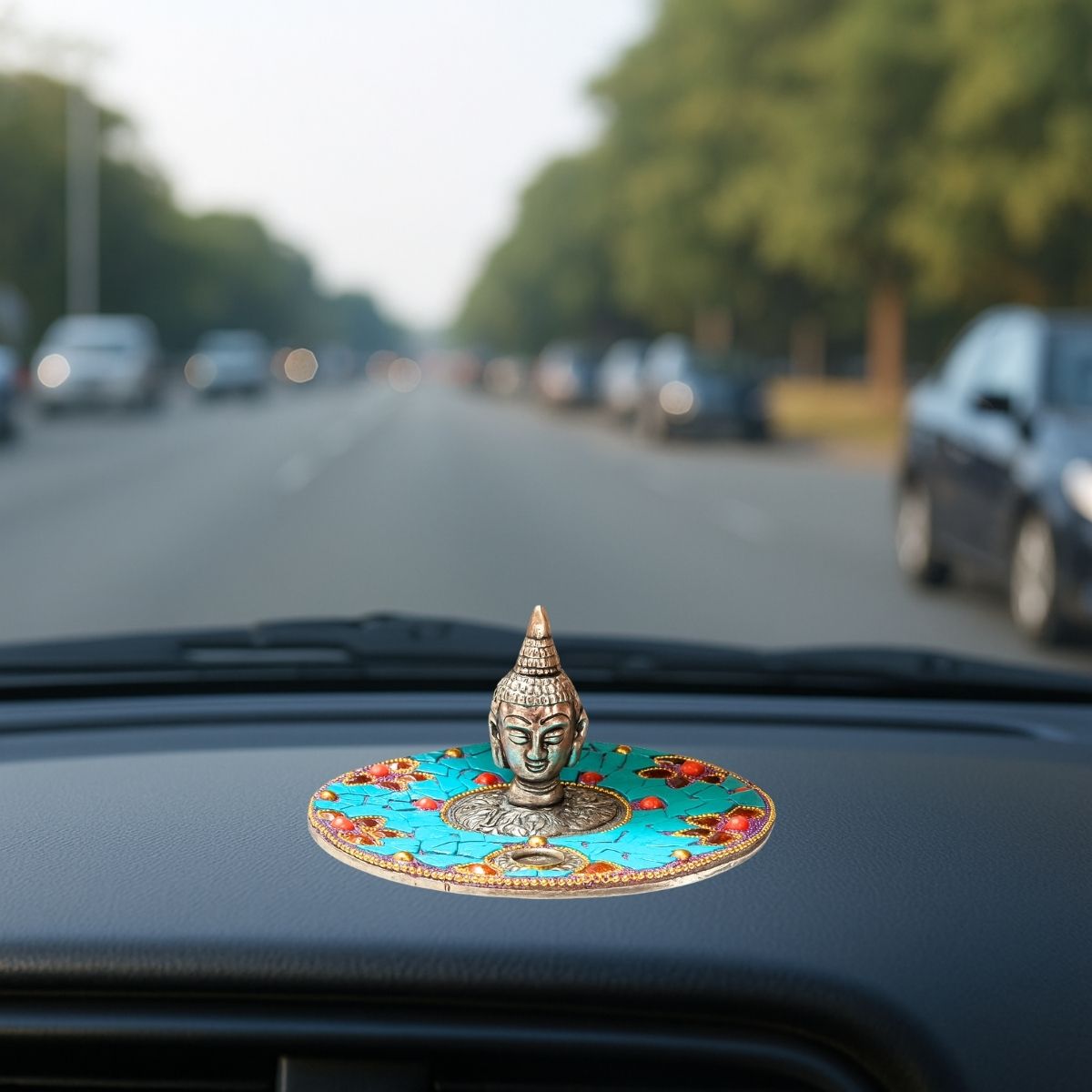 Metal Buddha Incense Plate and Dhoop Burner with Agarbatti Stand