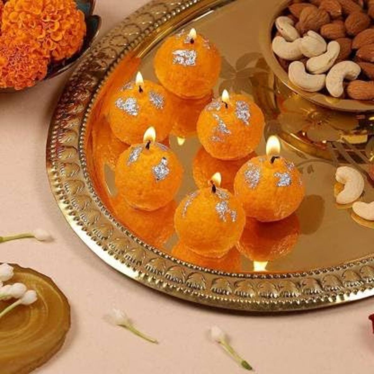 6Pc Mootichoor Ladoo Scented Candle Set