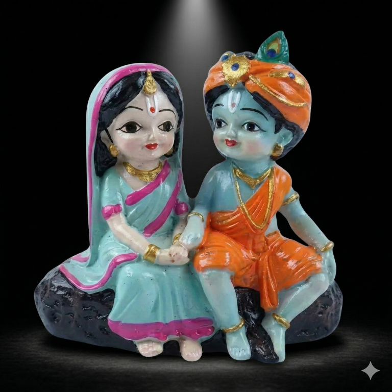 Divine Little Radha Krishna Figurine | Cute Spiritual Home & Car Decor