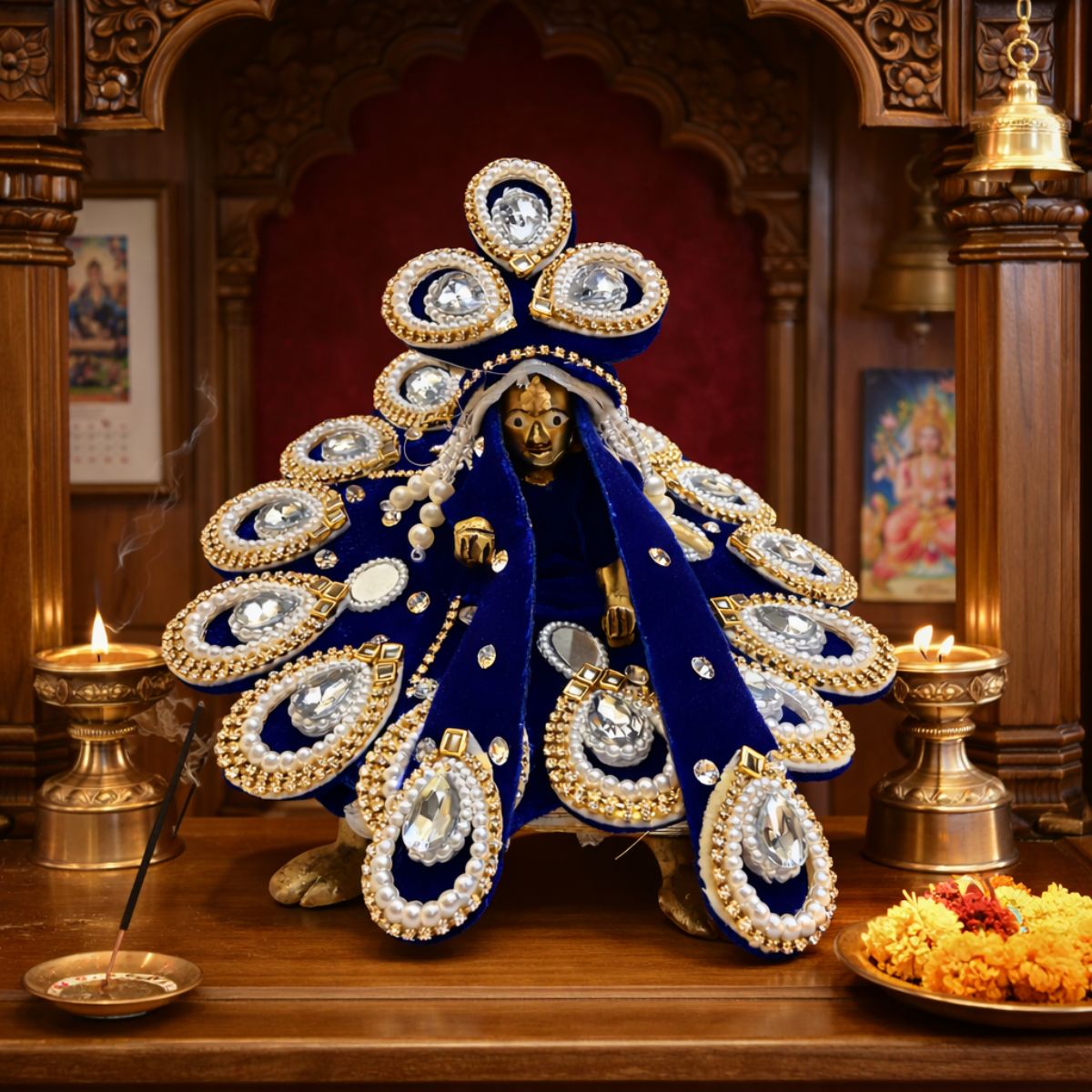 Tiny Shiny Laddu Gopal Poshak Thakur Ji Dress Heavy Designer Dress for Kanha Ji Fancy Dress for Bal Krishna Janmaasthmi Special for Ladoo Gopal Ji (Size-2 , Inch-6)