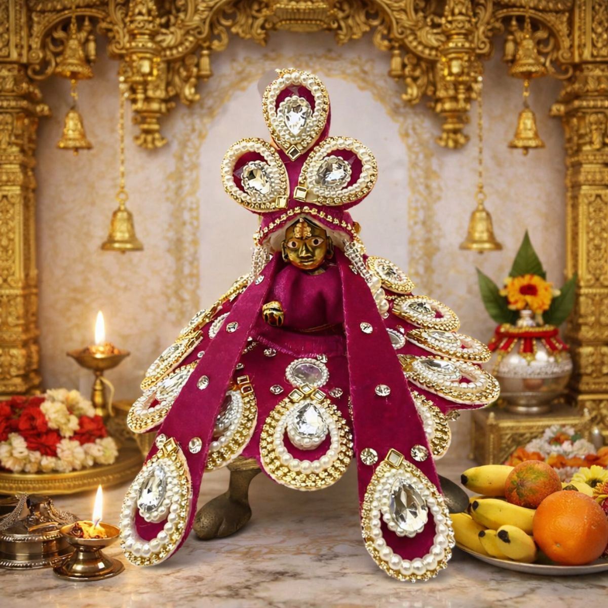 Tiny Shiny Laddu Gopal Poshak Thakur Ji Dress Heavy Designer Dress for Kanha Ji Fancy Dress for Bal Krishna Janmaasthmi Special for Ladoo Gopal Ji (Size-2 , Inch-6)