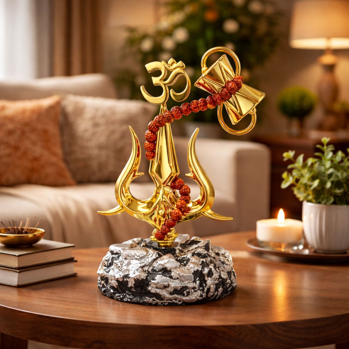 Shiva Trishul Idol with Om 10.5 cm