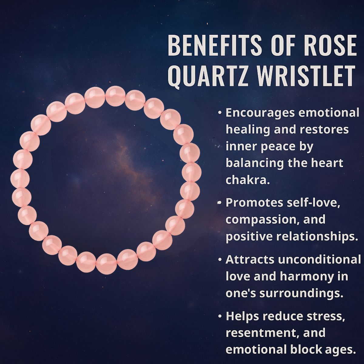 Rose Quartz Bracelet – Natural Crystal Beaded Bracelet for Women, Love & Healing Energy Stone Jewelry Gift - image 4