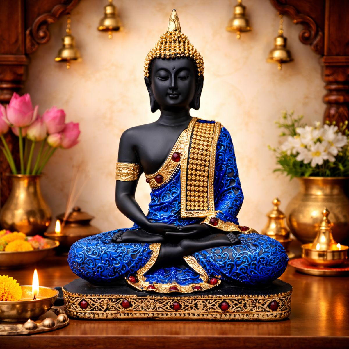 Buddha Statue for Home Decor | Buddha Showpiece | Buddha Idol for Home | Monk Buddha Figurines Buddha Statue for Home Vastu | Sitting Buddha Murti Decorative Showpiece - image 4