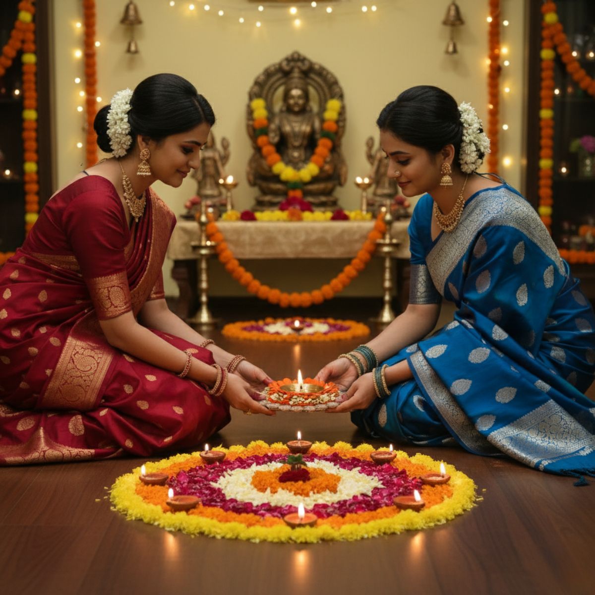 Brass Jyot Diya - Orange