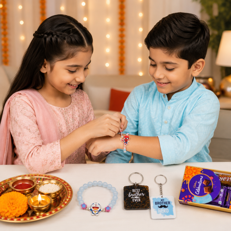 Spider Hero & Doraemon Bracelet Bro Kids Rakhi Set of 2 Designer Rakhi for Brother