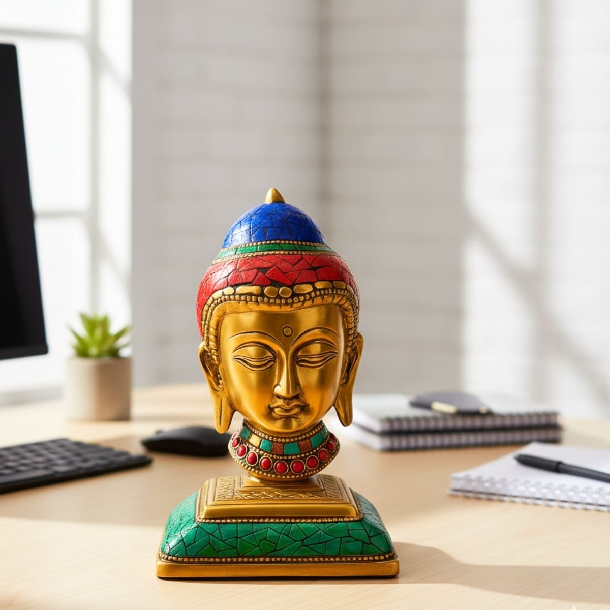 Metal Handicraft Buddha Head Statue