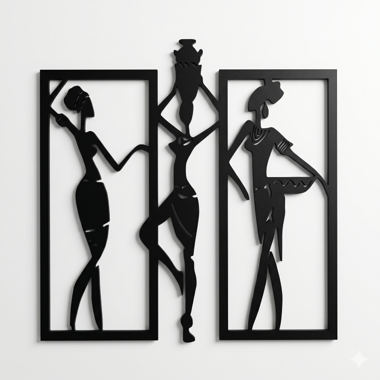 Tribal African Women MDF Wall Decor | 3D Wall Art For Bedroom & Living Room | Woman Decorative Showpiece