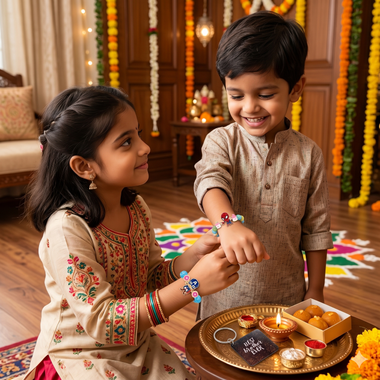 Spider Hero & Captain Bracelet Bro Kids Rakhi Set of 2 Designer Rakhi for Brother
