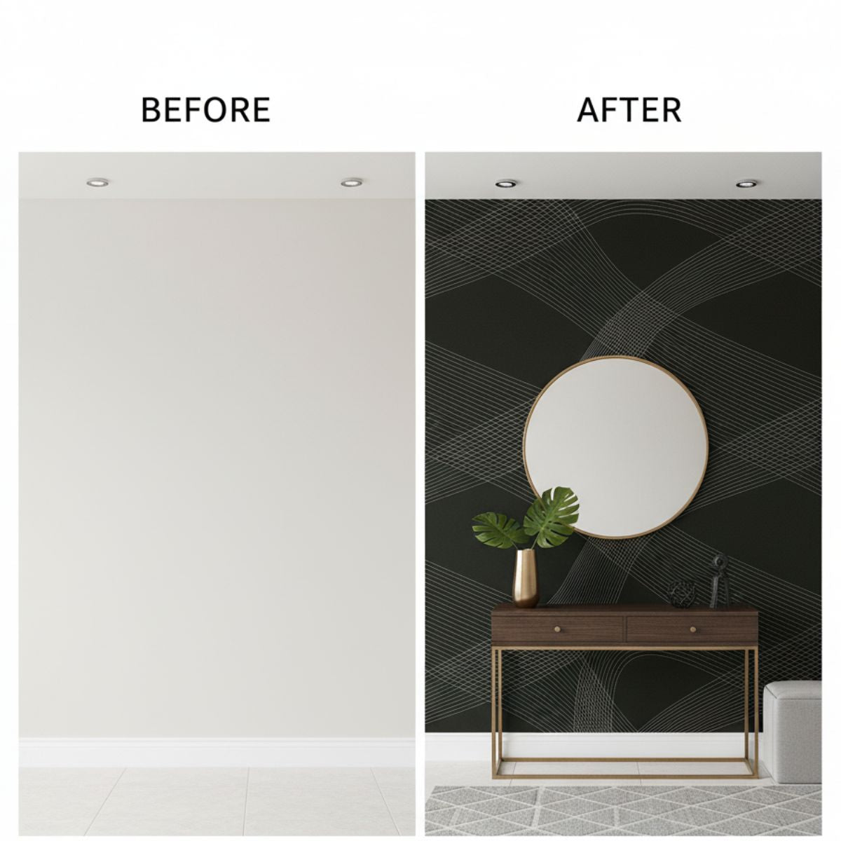 Tiny Shiny Black Gold Gradient Geometric Line Wallpaper