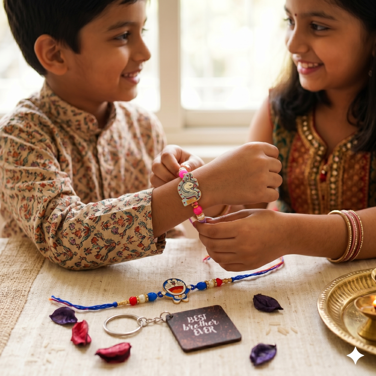 Unicorn & Doraemon Kids Rakhi Set of 2 Designer Rakhi for Brother