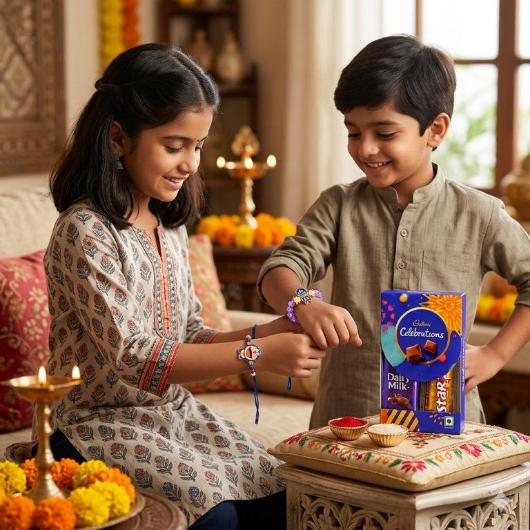 Tiny Shiny Captain America & Doraemon Kids Rakhi Set of 2 Designer Rakhi for Brother
