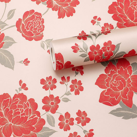 Red Flower Design Vinyl Wall Sticker