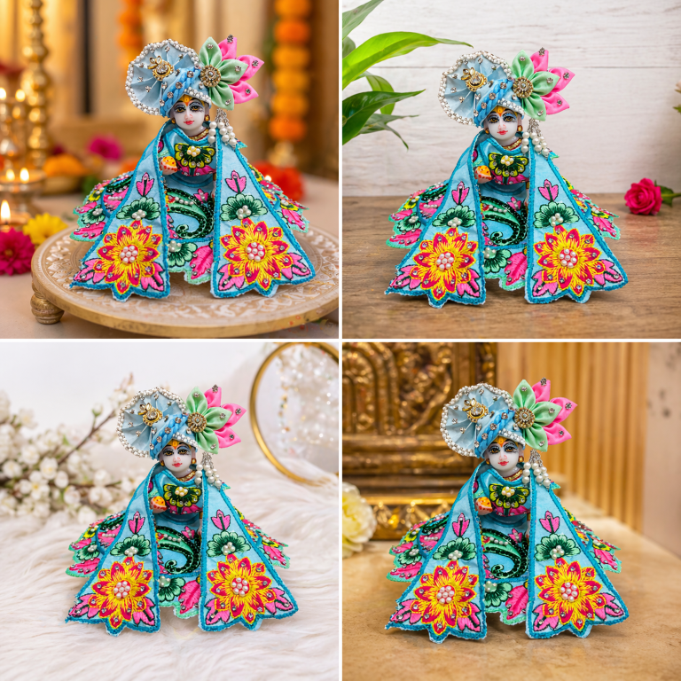 Tiny Shiny Laddu Gopal Poshak Thakur Ji Dress Heavy Designer Dress for Kanha Ji Fancy Dress for Bal Krishna Janmaasthmi Special for Ladoo Gopal Ji (Size- 0 to 5)
