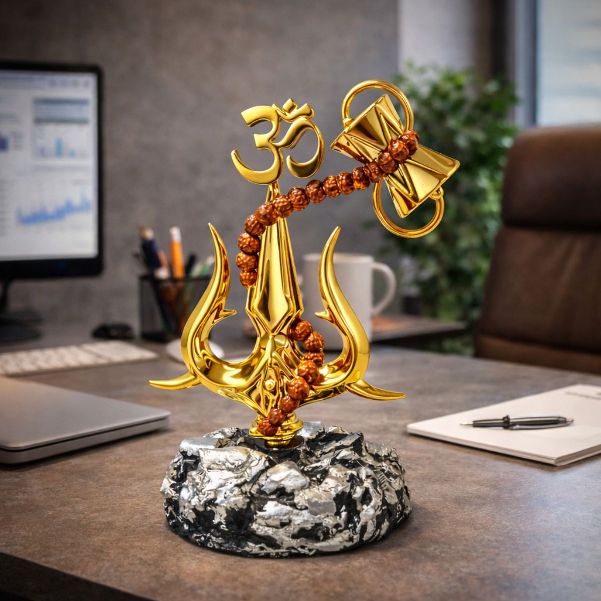 Shiva Trishul Idol with Om 10.5 cm