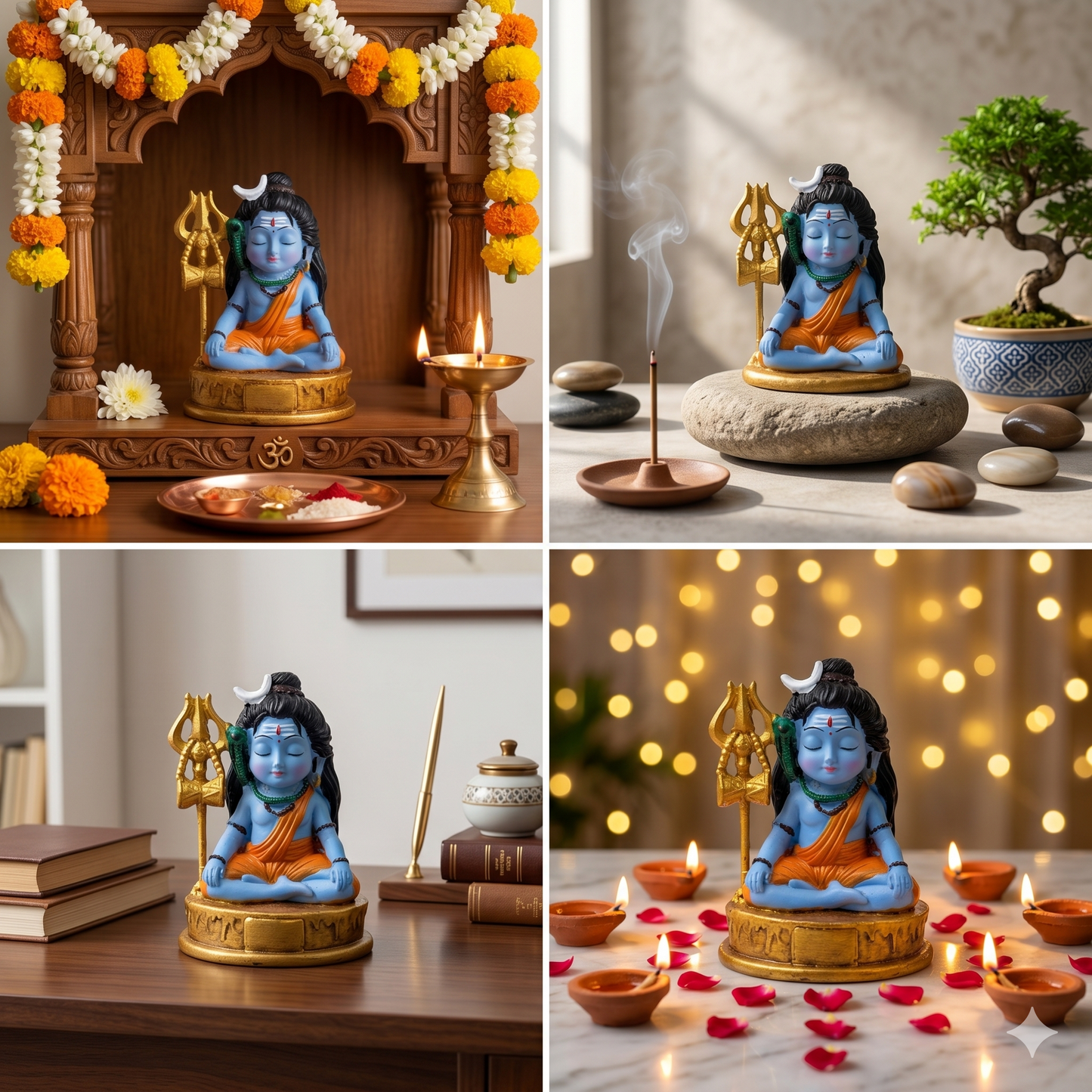 Meditating Little Shiva (Adiyogi) Miniature Idol - Cute Mahadev Figurine for Car Dashboard & Home Decor