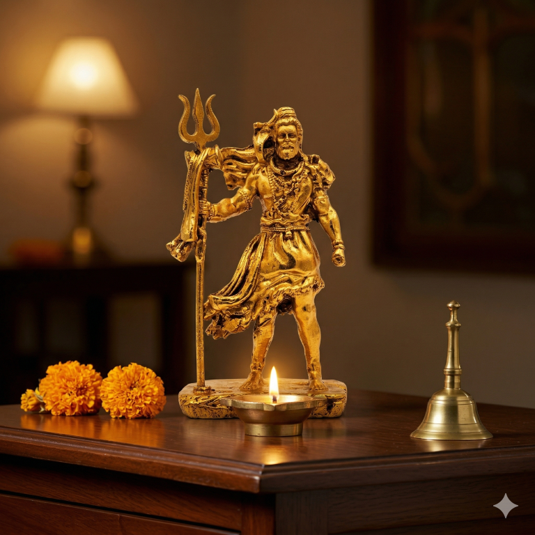Lord Shiva Mahadev Standing Figurine with Trishul | Spiritual Home & Car Decor