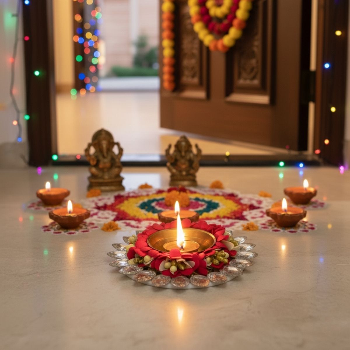 Brass Jyot Diya – Magenta | TinyShinygift