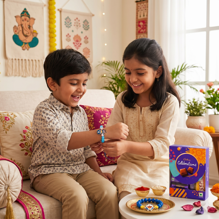 Captain & Doraemon Bracelet Bro Kids Rakhi Set of 2 Designer Rakhi for Brother
