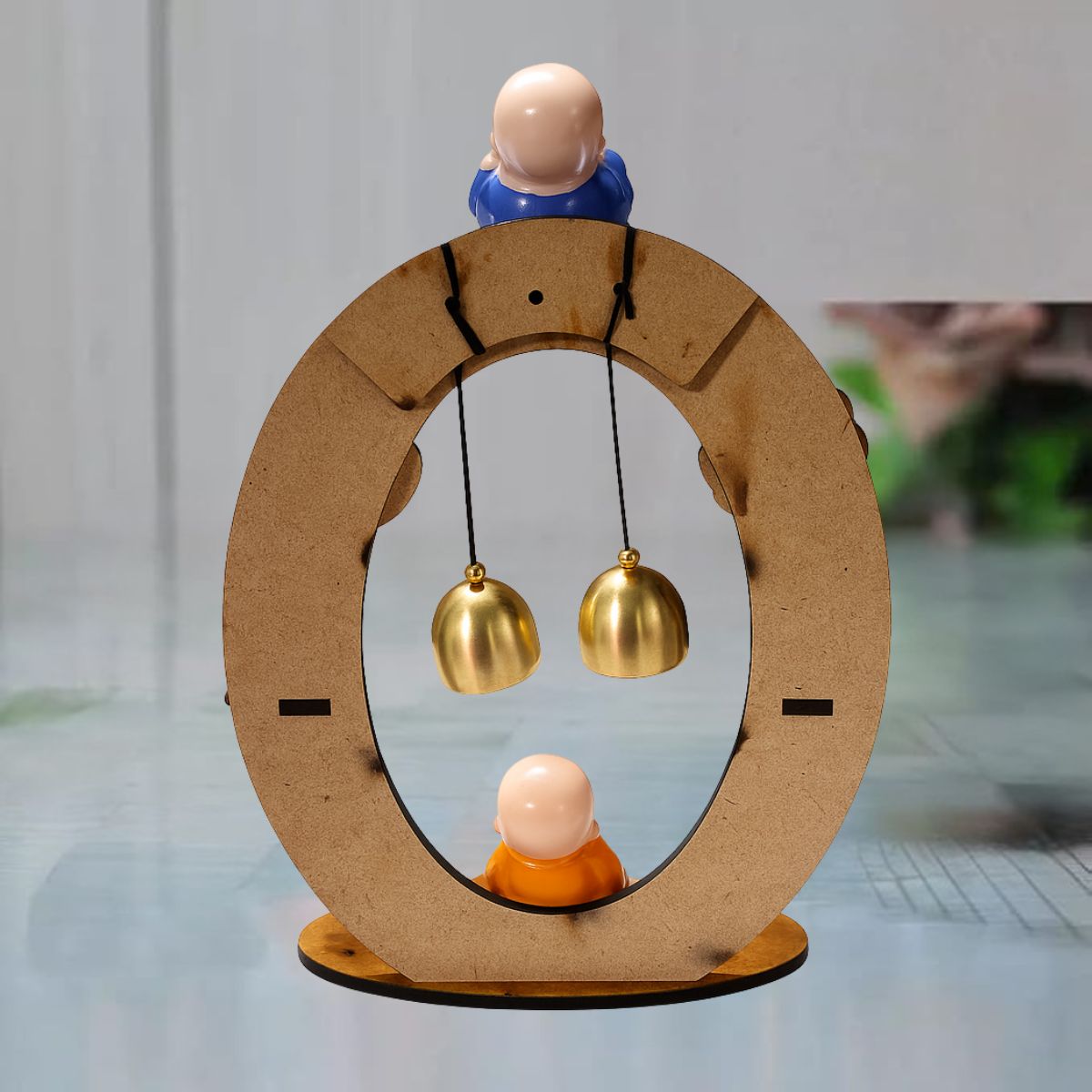 Tiny Shiny Buddha Monk Figurine with Bells