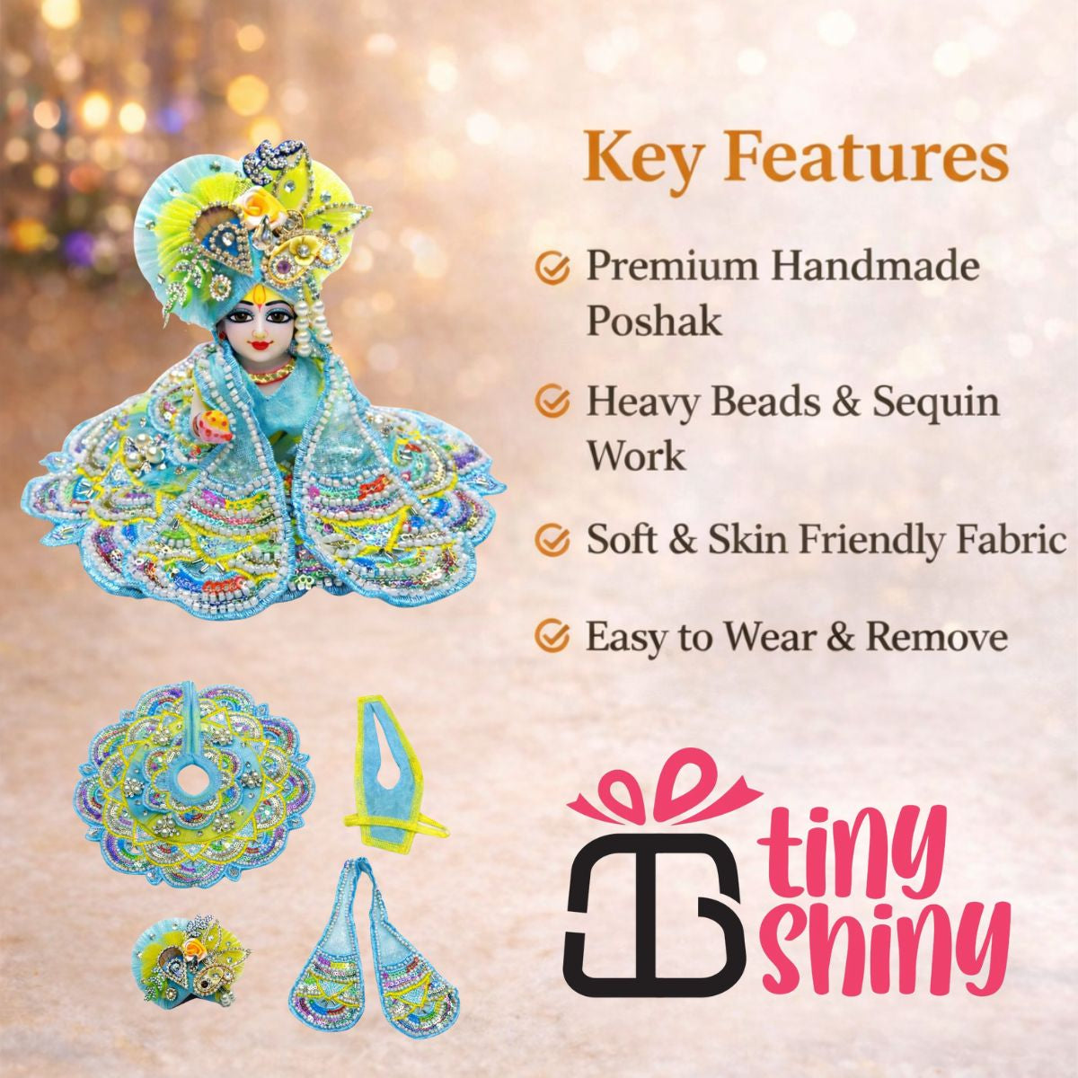 Tiny Shiny Kanha Ji Fancy Dress for Bal Krishna (Size 0 to 6)