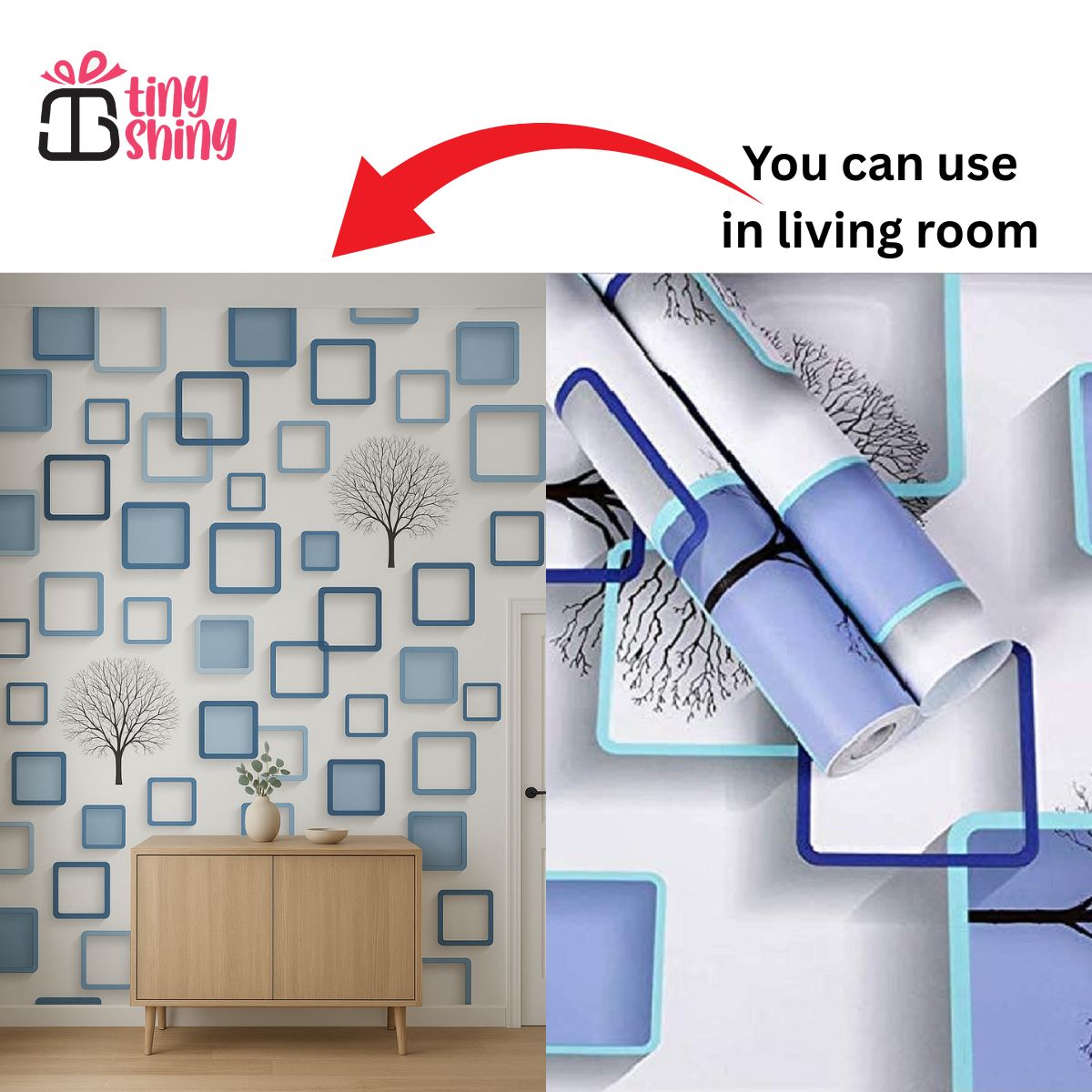 Blue Box Self-Adhesive Wallpaper