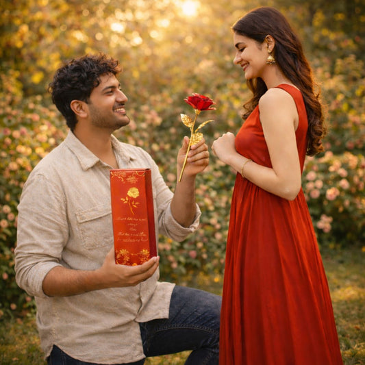 Gold Foil Red Rose with Premium Gift Box