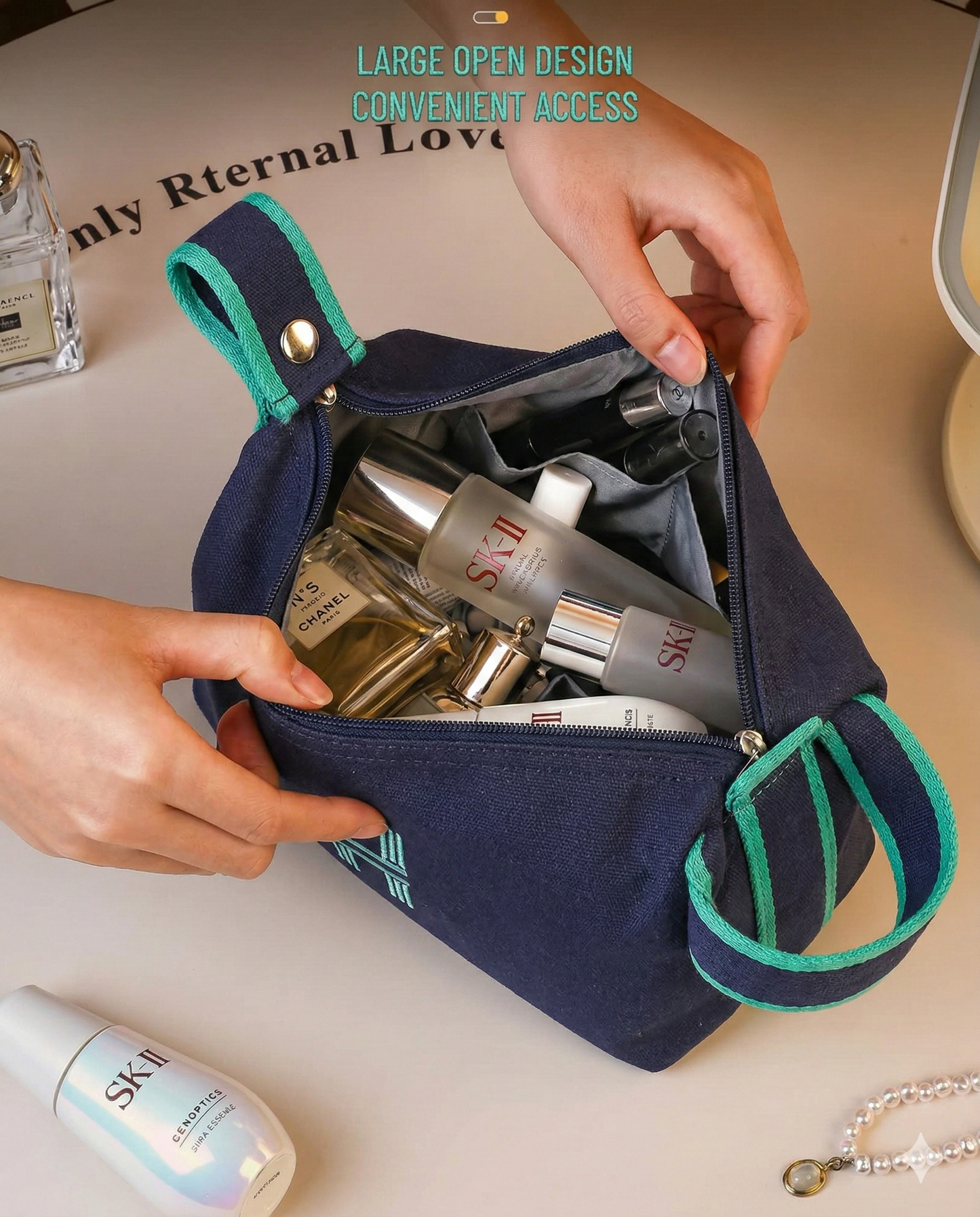 Tiny Shiny Hanging Travel Makeup Bag — Portable  Cosmetic Organizer Toiletry Bag for Men and Women