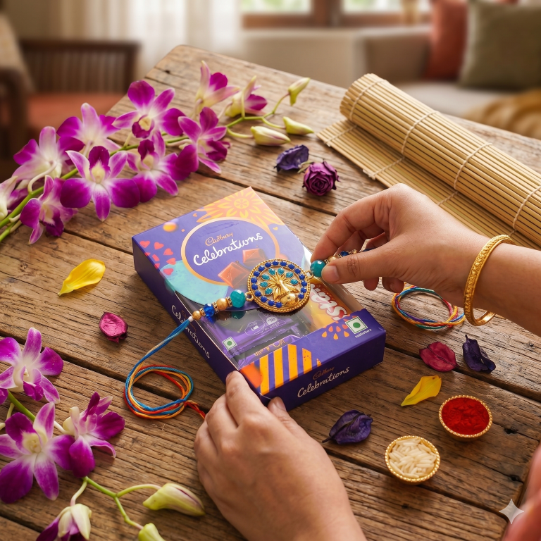 Rakhi Gift Set Brother with Life Tree Rakhi, Roli Chawa, Sipra, Key Chain and chocolate box