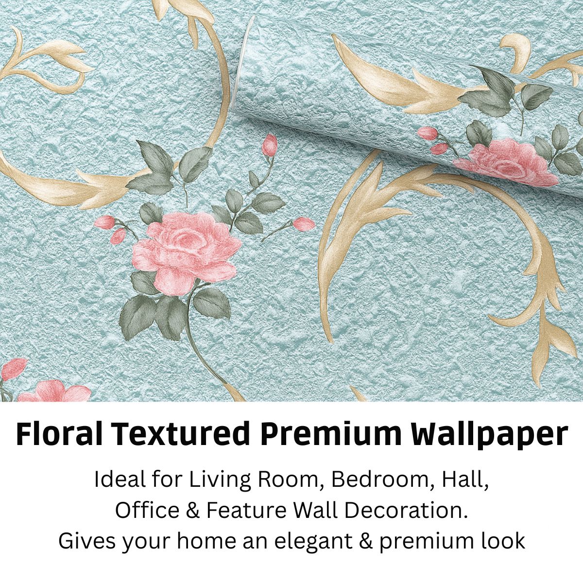 Blue Damask Removable PVC Vinyl Wallpaper for Walls