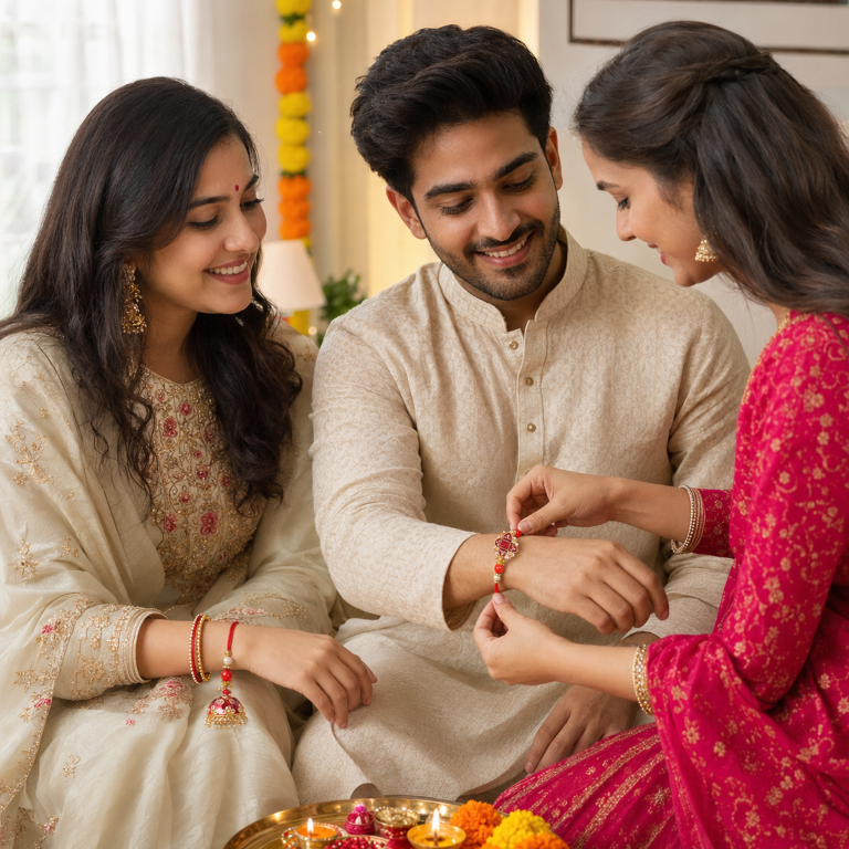 the timeless bond of love with the Tiny Shiny Bhai Bhabhi Rakhi Set