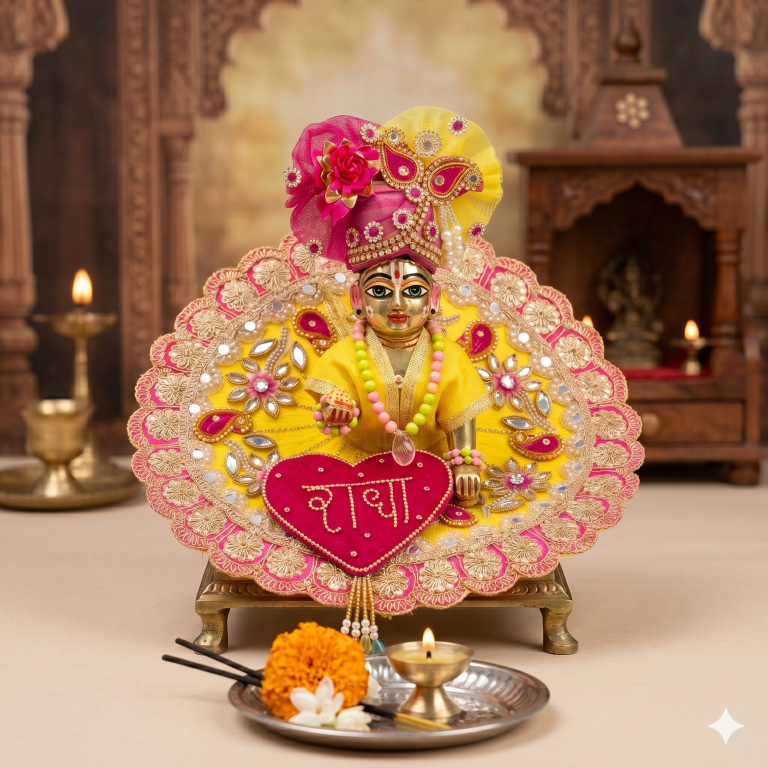 Tiny Shiny Laddu Gopal Poshak Thakur Ji Dress Heavy Designer Dress for Kanha Ji Fancy Dress for Bal Krishna Janmaasthmi Special for Ladoo Gopal Ji (Size-1 to 6)