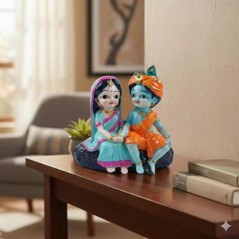 Divine Little Radha Krishna Figurine | Cute Spiritual Home & Car Decor